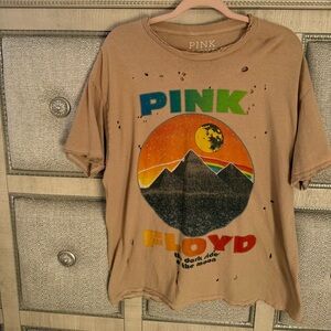 Pink Floyd Distressed Tan Tee with Colorful Print